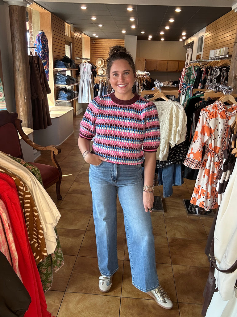 THML Short Sleeve Pink And More Sweater