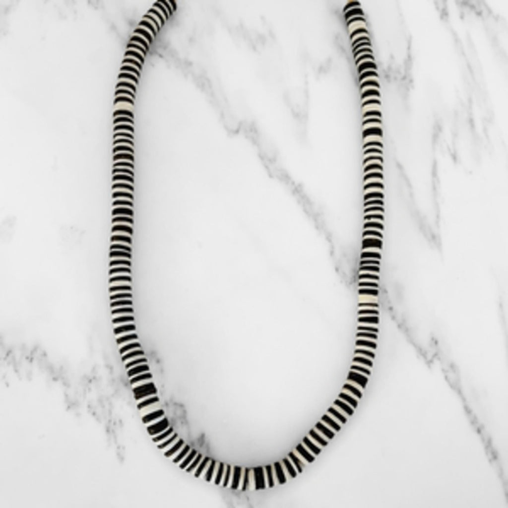Shalla Wista Brown/White African Trade Bead Necklace