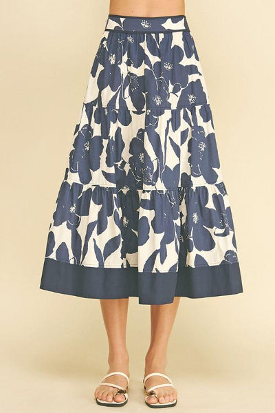 PINCH Floral Tiered Midi Skirt