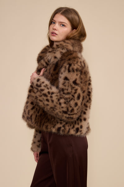 Lucy Paris Cherry Faux Fur Leopard Jacket