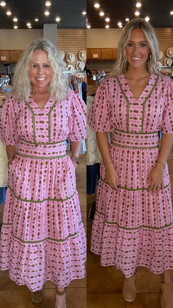 THML Puff Sleeve Tiered Dress