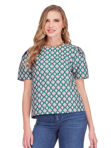 Joy Joy Short Sleeve Metallic Top