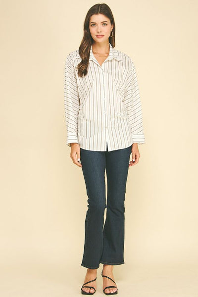 PINCH Stripe Button Down Tucked Shirt