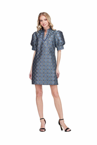 Jade Gilded Trellis Collar Trimmed Dress