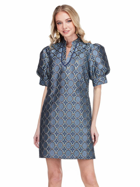Jade Gilded Trellis Collar Trimmed Dress
