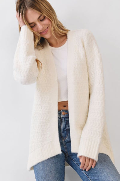 PINCH Chevron Texture Open Front Cardigan
