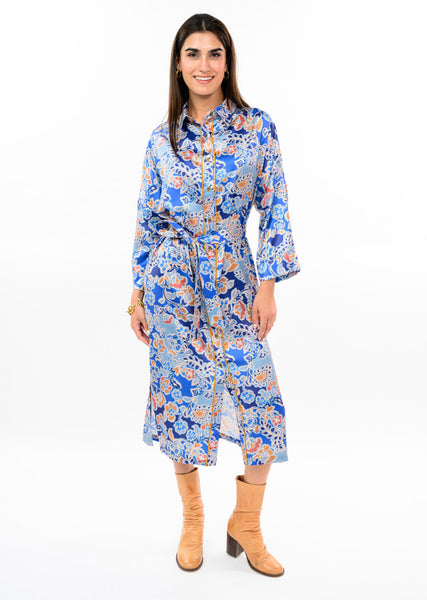 Uncle Frank Satin Floral Shirtdress