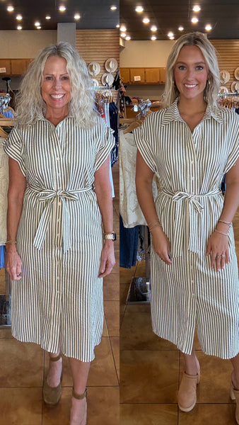 THML Button Up Stripe Dress