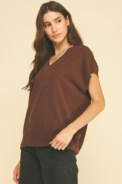 PINCH V-Neck Cap Sleeve Knit Sweater