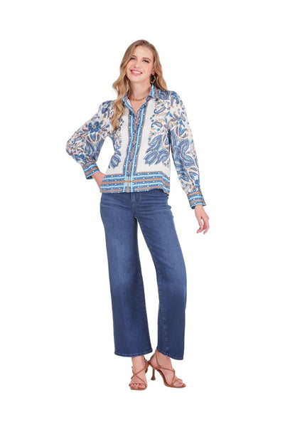 Joy Joy Scarf Puff Sleeve Blouse