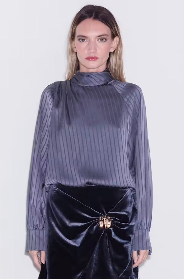 Ciebon Shoulder Gold Button Blouse