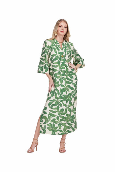 Jade Button Single Pleat Midi Dress