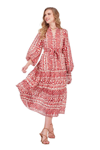 Joy Joy Crimson Rhythm Front Split Dress