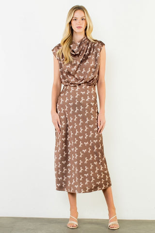 THML Satin Horse Print Skirt
