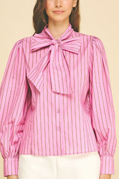 PINCH Stripe Bow Tie Detailed Shirt