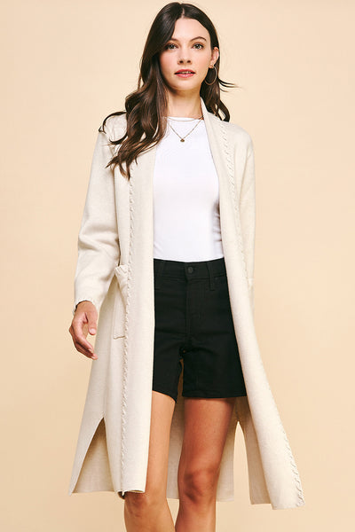 PINCH Edge Detail Open Knit Cardigan