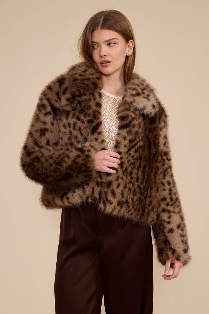 Lucy Paris Cherry Faux Fur Leopard Jacket
