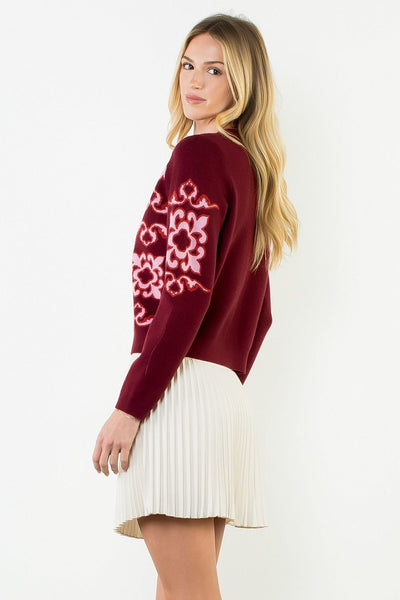 THML Patterned Button Front Cardigan