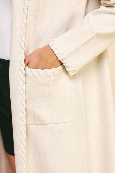 PINCH Edge Detail Open Knit Cardigan