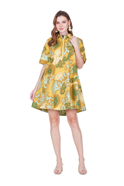 Joy Joy Saffron Placket Swing Dress