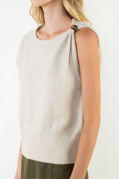 THML Sleeveless Sweater with Gold Embellishment