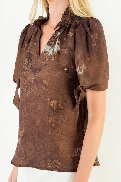 THML Tie Sleeve Floral Top