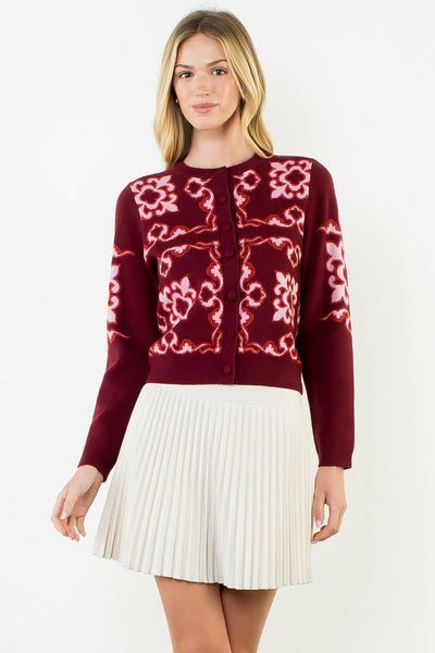 THML Patterned Button Front Cardigan