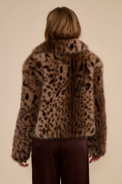 Lucy Paris Cherry Faux Fur Leopard Jacket