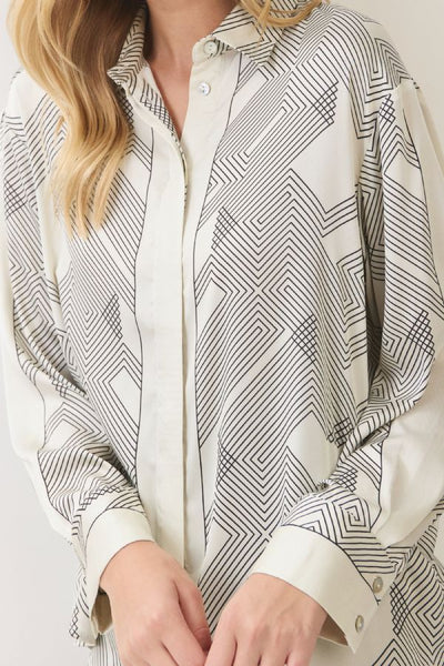 PINCH Geometric Pattern Button Down Shirt