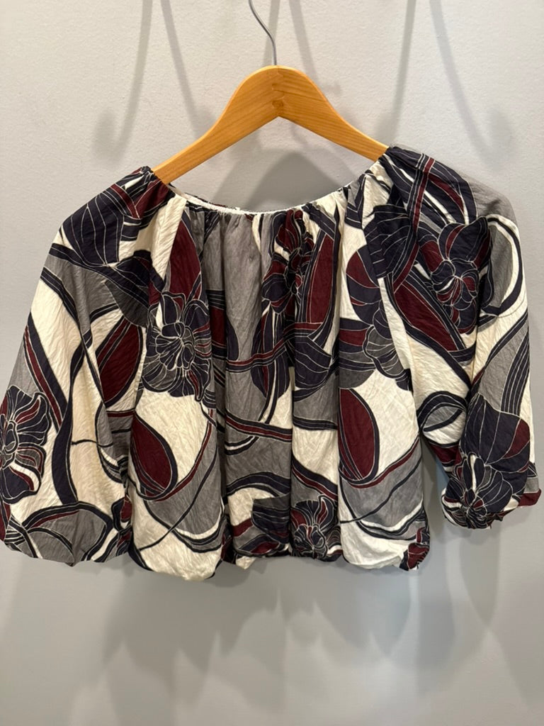 THML Puff Sleeve Bubble Hem Top