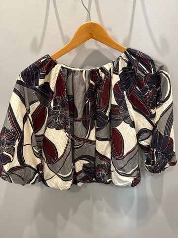 THML Puff Sleeve Bubble Hem Top