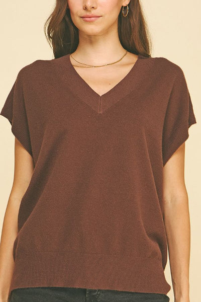 PINCH V-Neck Cap Sleeve Knit Sweater