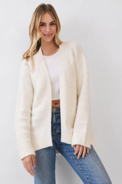 PINCH Chevron Texture Open Front Cardigan