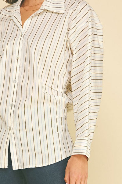 PINCH Stripe Button Down Tucked Shirt