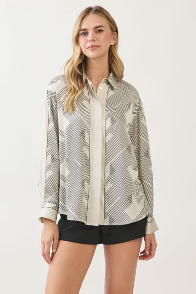 PINCH Geometric Pattern Button Down Shirt