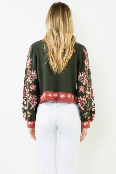 THML High Neck Scalloped Hem Sweater