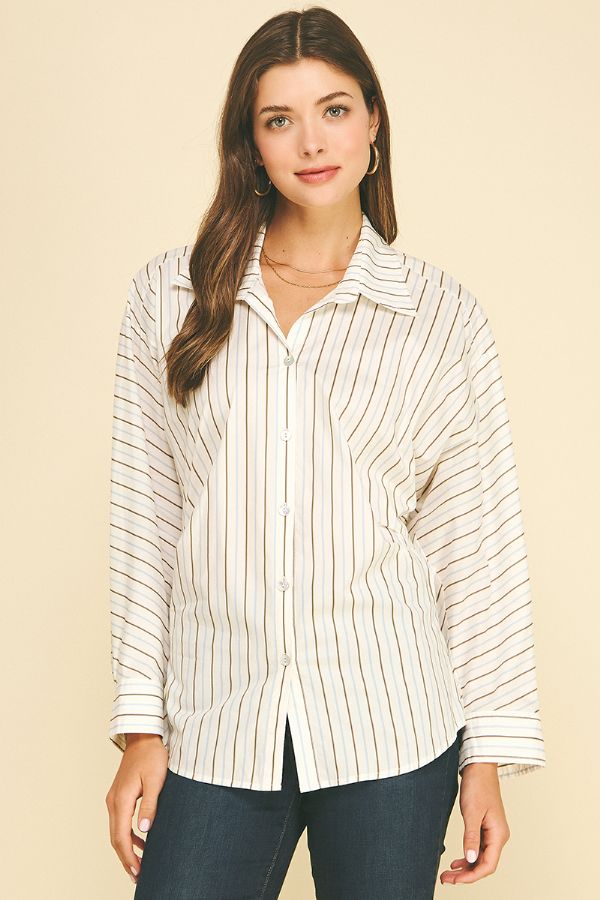 PINCH Stripe Button Down Tucked Shirt