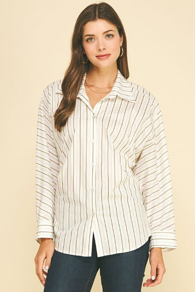 PINCH Stripe Button Down Tucked Shirt