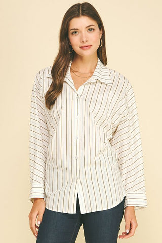 PINCH Stripe Button Down Tucked Shirt