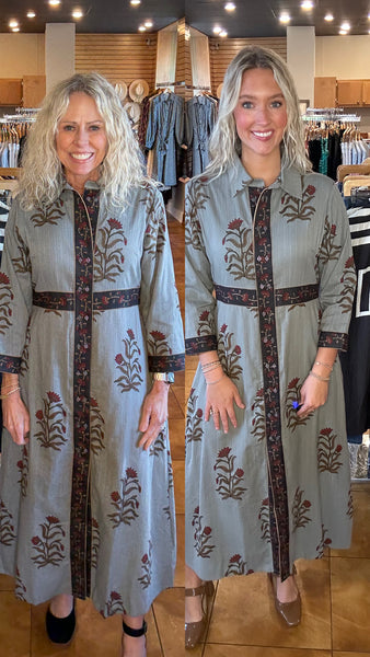 Uncle Frank Double Button Bordered Dress [grey]