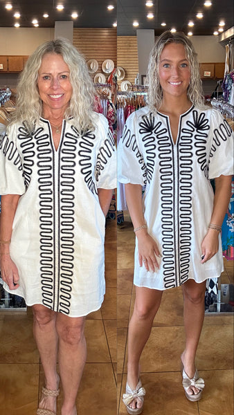 THML Puff Sleeve Embroidered Dress