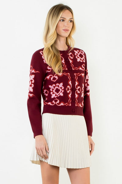 THML Patterned Button Front Cardigan