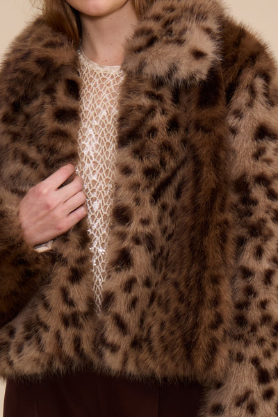 Lucy Paris Cherry Faux Fur Leopard Jacket