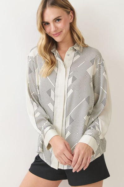 PINCH Geometric Pattern Button Down Shirt