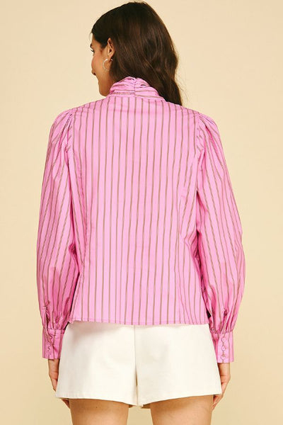 PINCH Stripe Bow Tie Detailed Shirt