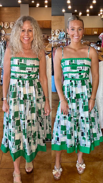 THML Strappy Tiered Print Midi Dress