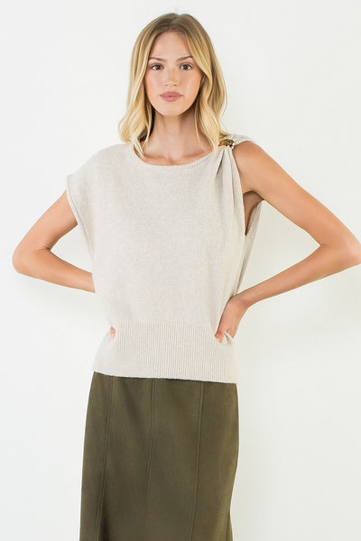 THML Sleeveless Sweater with Gold Embellishment