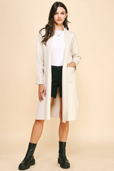 PINCH Edge Detail Open Knit Cardigan