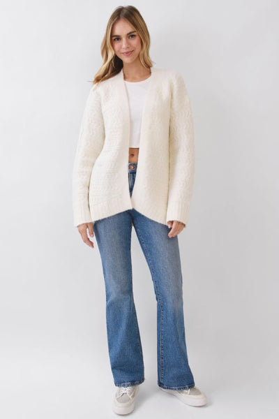 PINCH Chevron Texture Open Front Cardigan