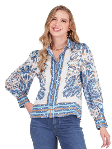 Joy Joy Scarf Puff Sleeve Blouse